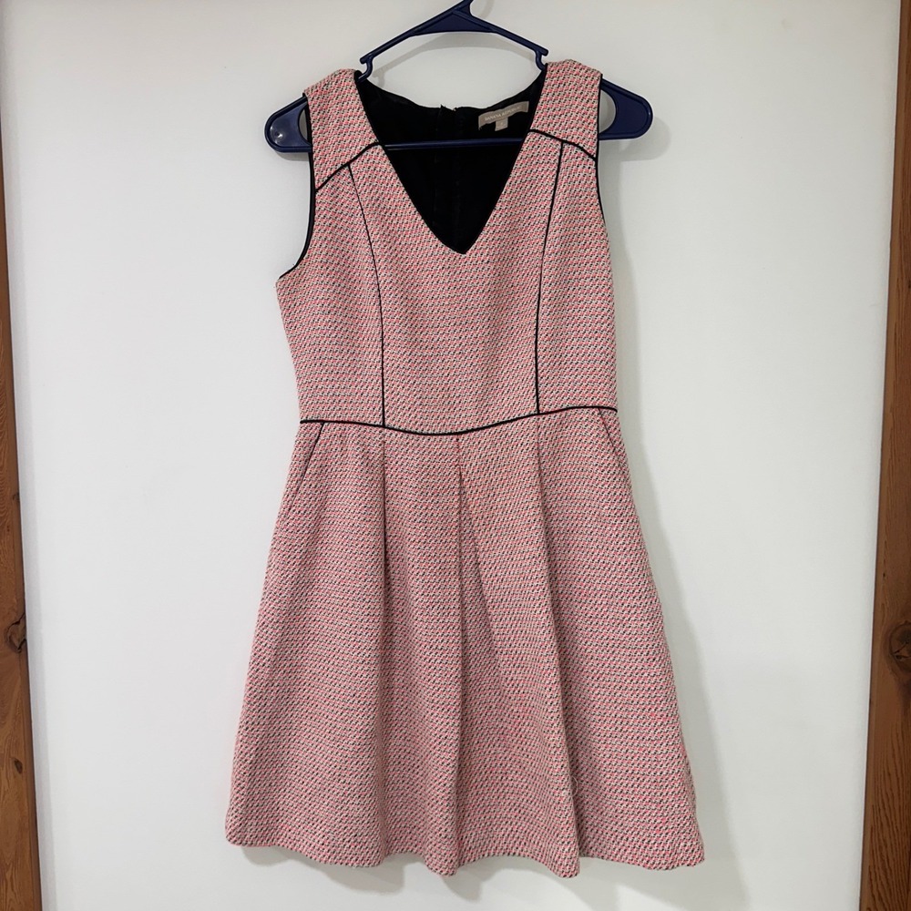 Banana Republic Textured Tweed Fit Flare Dress Womens 2 Academia Pleated Barbie